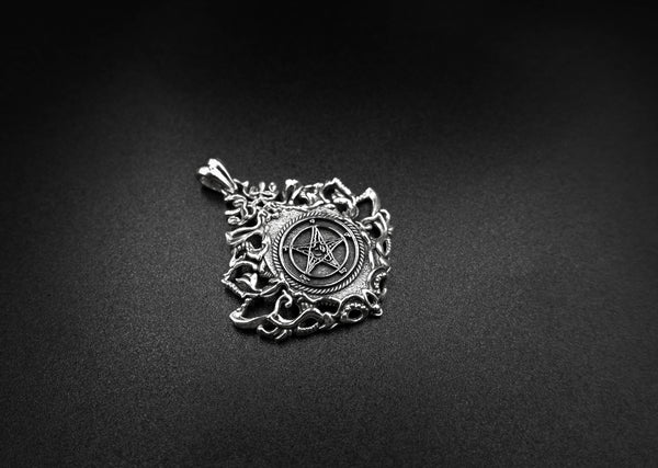 Pentagram Baphomet Satan Goat Demon Pendant 925 Sterling Silver