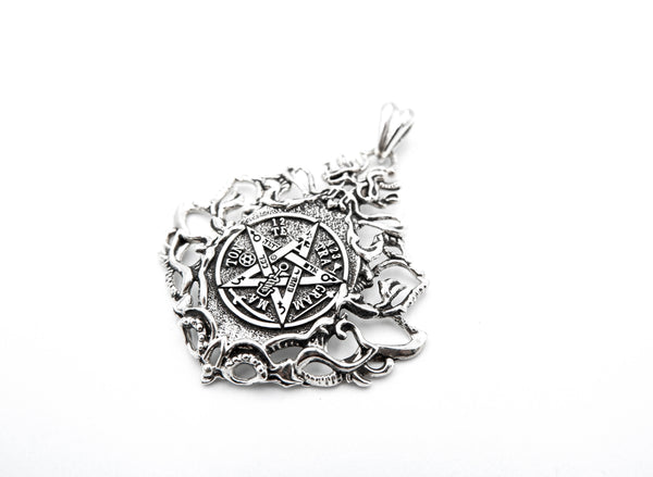 Tetragrammaton Pentagram Pendant Anniversary Jewelry Gift for Men Women 925 Sterling Silver