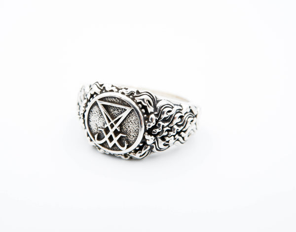 Sigil of Lucifer Ring Gothic Devil Seal of Satan Amulet Protection Jewelry 925 Sterling Silver Size 6-15