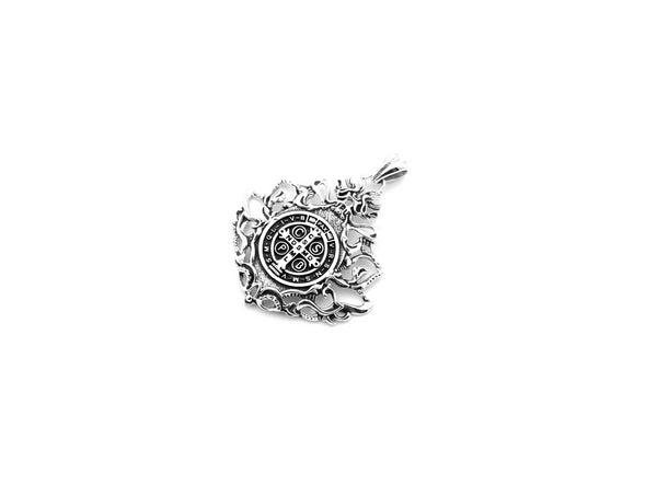 Copy of Knights Templar Seal Crusaders Masonic Solomons Pendant 925 Sterling SilverSt Benedict Exorcism Pendant Demon Protection Ghost Hunter 925 Sterling Silver