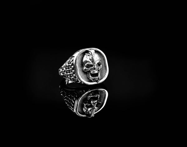 Spartan Skull Ring Gothic Men Ancient Greek warrior Jewelry 925 Sterling Silver