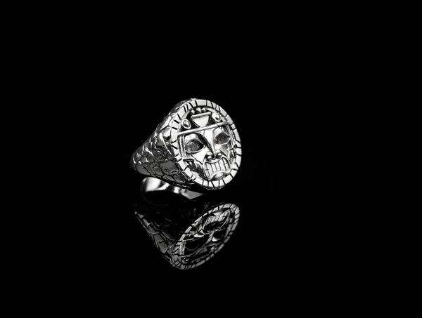 Seal of Mayan Calendar Aztec Inca Tribal Ring 925 Sterling Silver