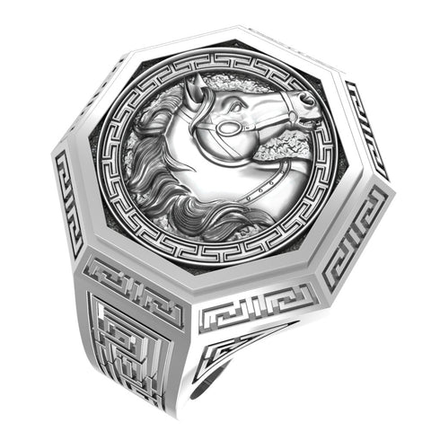 Men's Silver Horse Head Ring Horse Animal Silver Jewelry for Mens Women 925 Sterling Silver Size 6-15