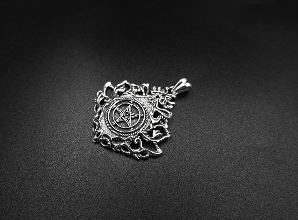 Pentagram Baphomet Satan Goat Demon Pendant 925 Sterling Silver