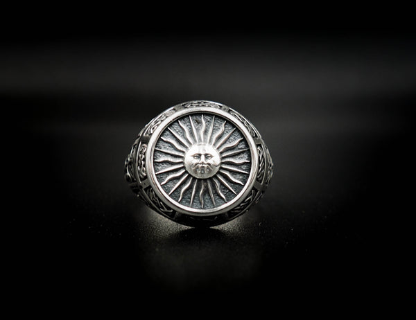 Sun Ring, Silver Sunset Ring Celtic Ornament Talisman Boho Men's Women Fashion Jewelry 925 Sterling Silver Size 6-15
