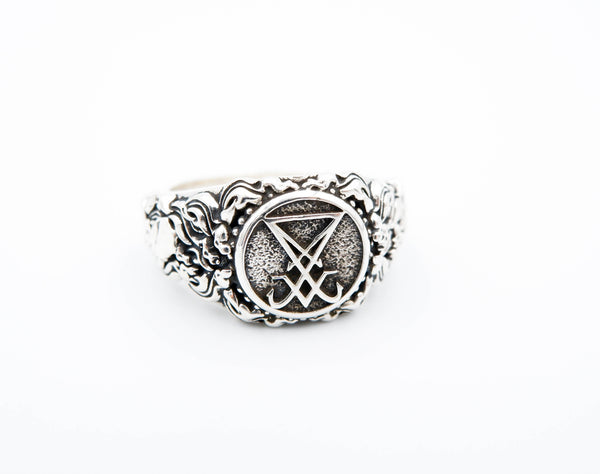 Sigil of Lucifer Ring Gothic Devil Seal of Satan Amulet Protection Jewelry 925 Sterling Silver Size 6-15