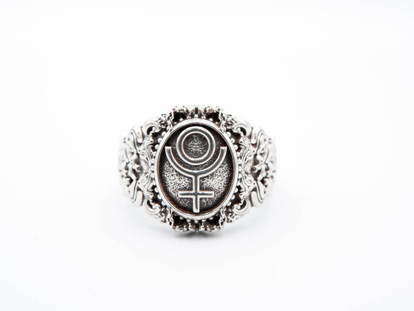 Pluto Ring Symbol of The Planet Mens Jewelry 925 Sterling Silver Size 6-15