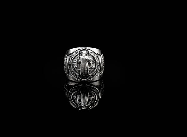 Saint Benedict Ring Exorcism Christian Jewelry 925 Sterling Silver