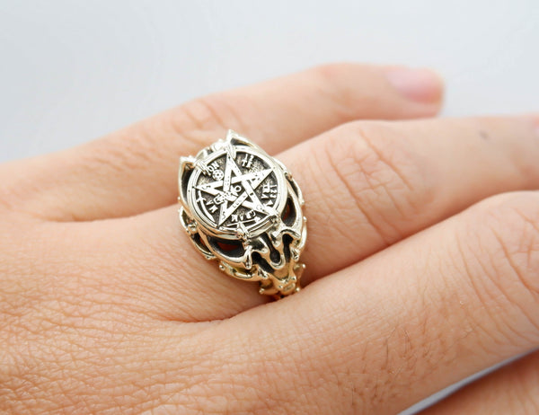 Seal of Solomon Tetragrammaton Ring Women Brass Jewelry Size 6-15 Br-428