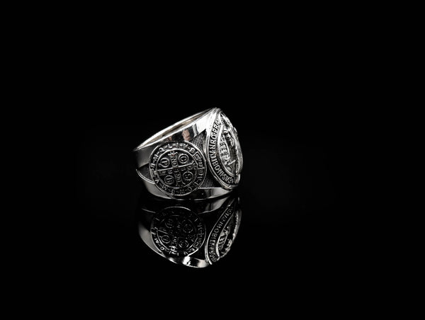 Saint Benedict Ring Exorcism Christian Jewelry 925 Sterling Silver