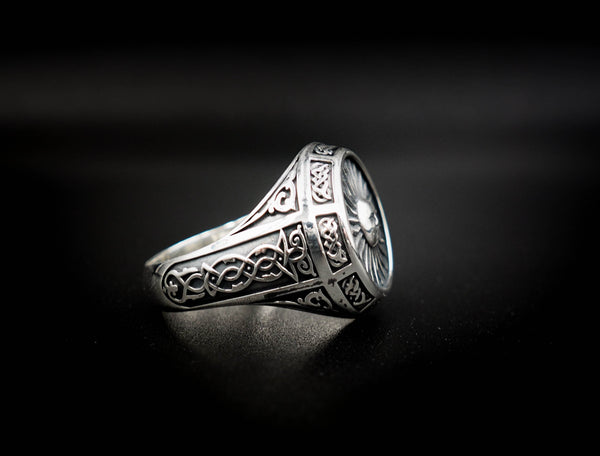 Sun Ring, Silver Sunset Ring Celtic Ornament Talisman Boho Men's Women Fashion Jewelry 925 Sterling Silver Size 6-15