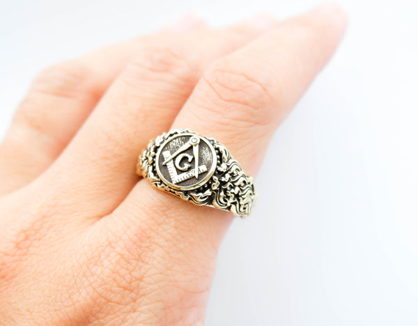 Freemason Symbol Masonic Band Rings Master Mason Biker Brass Jewelry Size 6-15 BR-504