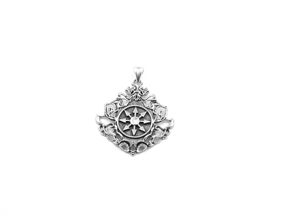 Chaos Magic Star Pendant Mens Biker Gothic Jewelry 925 Sterling Silver
