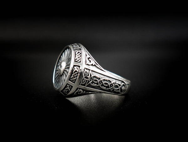 Sun Ring, Silver Sunset Ring Celtic Ornament Talisman Boho Men's Women Fashion Jewelry 925 Sterling Silver Size 6-15