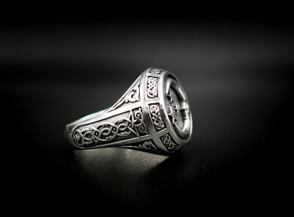 Moon and Stars Ring Celtic Ornament Talisman Boho Men's Women Fashion Jewelry 925 Sterling Silver Size 6-15