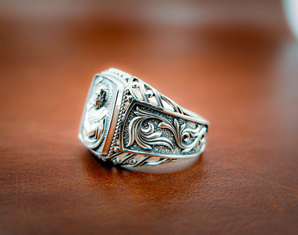 Catholic Signet St Saint John the Baptist Ring Mens Amulet Jewelry 925 Sterling Silver Size 6-15