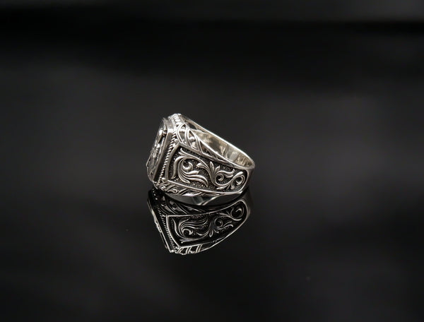 Gothic Men Death Santa Muerte Skull Ring for Men Women Angel Of Death Jewelry 925 Sterling Silver