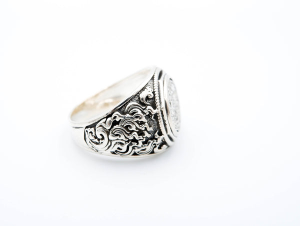 Mayan Calendar Ring Mexican Aztec Amulet Protection Jewelry 925 Sterling Silver Size 6-15