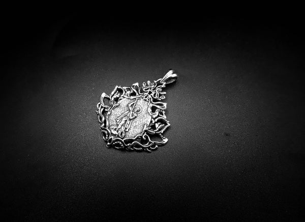 Saint George Mens Pendant Demon Protection With Dragon 925 Sterling Silver