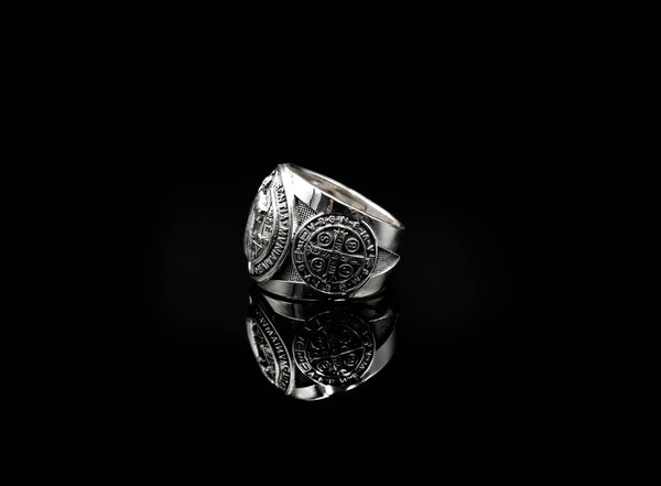 Saint Benedict Ring Exorcism Christian Jewelry 925 Sterling Silver