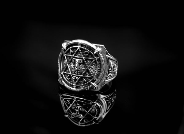 Hexagram Star of David Ring King of Solomon Circle of Pentacle Jewelry 925 Sterling Silver R-402