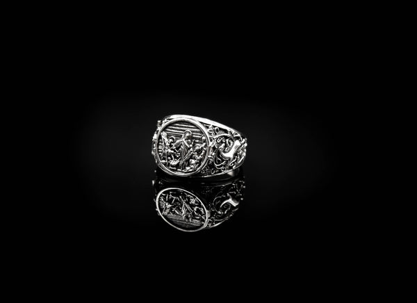 Three Archangels Michael Gabriel Raphael Ring Catholic Christian Amulet Jewelry 925 Sterling Silver