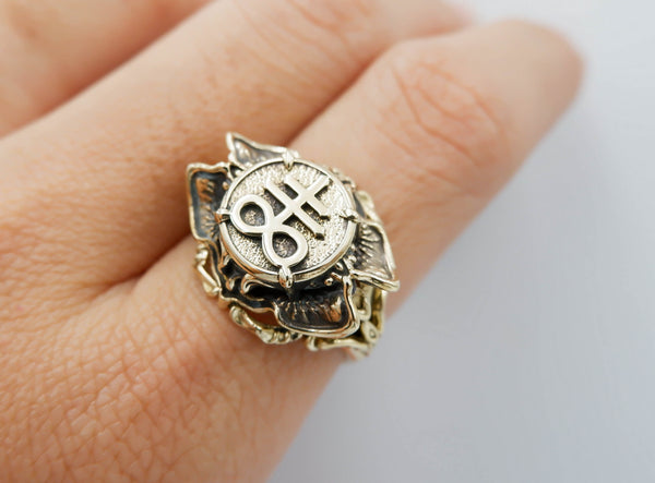 Leviathan Cross Signet Ring Women Brass Jewelry Size 6-15 Br-430