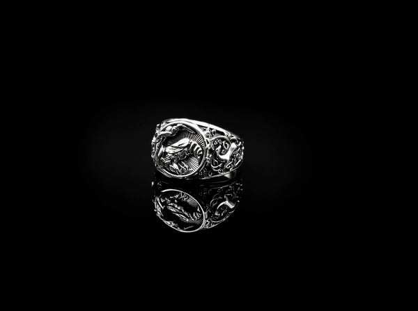 Viking Raven Animal Rings for Women Men Crow Bird Amulet Jewelry 925 Sterling Silver