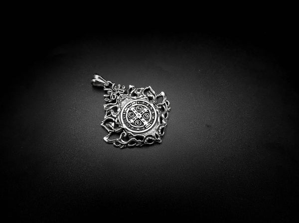 Copy of Knights Templar Seal Crusaders Masonic Solomons Pendant 925 Sterling SilverSt Benedict Exorcism Pendant Demon Protection Ghost Hunter 925 Sterling Silver