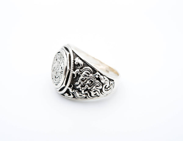 Mayan Calendar Ring Mexican Aztec Amulet Protection Jewelry 925 Sterling Silver Size 6-15