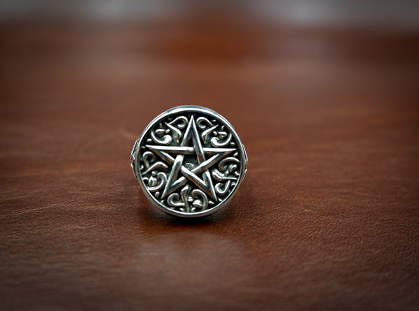Pentagram Amulet Pentacle Star Ring for Women Men Gothic Biker Punk 925 Sterling Silver Size 6-15