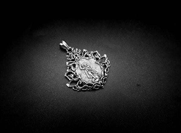 Saint George Mens Pendant Demon Protection With Dragon 925 Sterling Silver