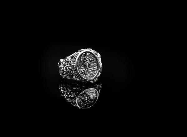 Saint St Gabriel the Archangel Ring Amulet Protection Mens Womens Jewelry 925 Sterling Silver