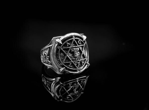 Hexagram Star of David Ring King of Solomon Circle of Pentacle Jewelry 925 Sterling Silver R-402