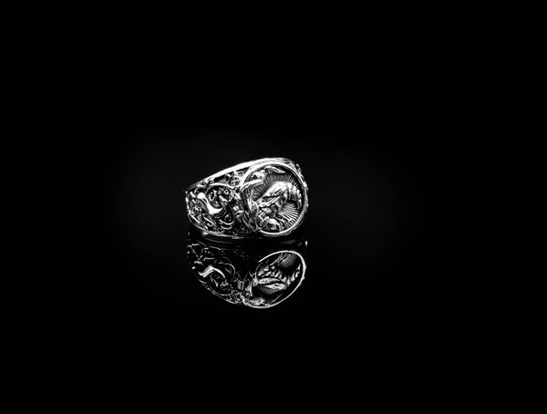Viking Raven Animal Rings for Women Men Crow Bird Amulet Jewelry 925 Sterling Silver