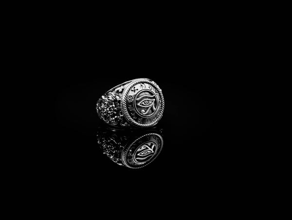 Eyes of Horus Ring for Men Women Ancient Egyptians Protection Jewelry 925 Sterling Silver