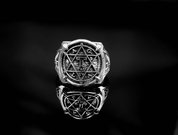 Hexagram Star of David Ring King of Solomon Circle of Pentacle Jewelry 925 Sterling Silver R-402