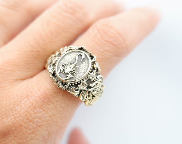 Scorpion Dangerous Animal Biker Ring Gothic Punk Brass Jewelry Size 6-15