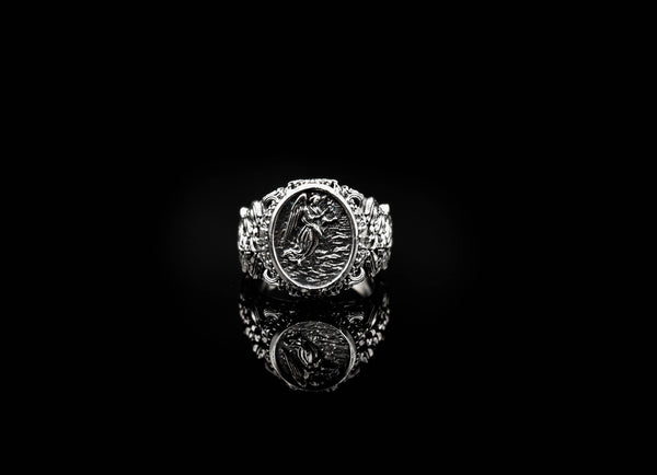 Saint St Gabriel the Archangel Ring Amulet Protection Mens Womens Jewelry 925 Sterling Silver