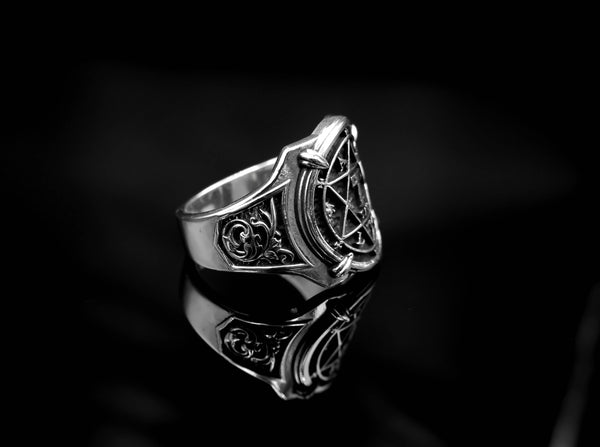 Hexagram Star of David Ring King of Solomon Circle of Pentacle Jewelry 925 Sterling Silver R-402