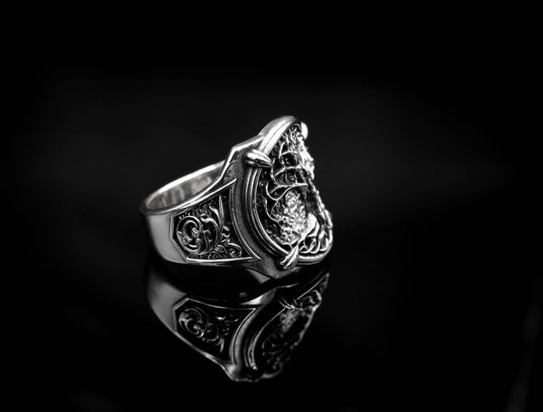 Tree of Life Ring for Mens Biker Gothic Jewelry 925 Sterling Silver R-401
