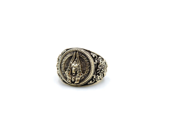 Anubis Signet Mens Ring Ancient Egyptian God Amulet Brass Jewelry Size 6-15