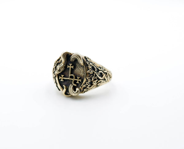 Sigil of Lilith with Snake Ring Solomon Seal kabbalah Magic Brass Jewelry Br-516