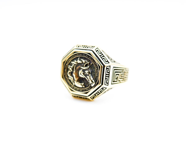 Men's Horse Head Ring Animal Jewelry for Mens Women Brass Jewelry Size 6-15
