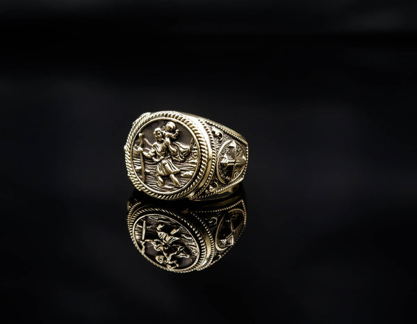 St. Christopher Ring Brass Jewelry Size 6-15 Br-418