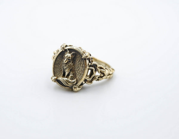 Fox Ring Women Animal Brass Jewelry Size 5-15 Br-446