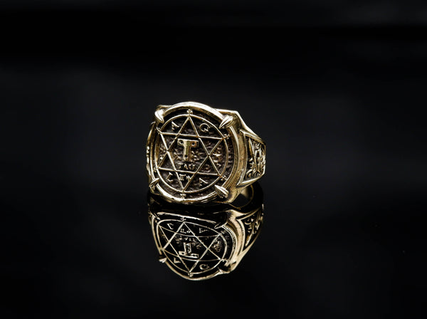 Hexagram Star of David Ring King of Solomon Circle of Pentacl Brass Jewelry Size 6-15 Br-402