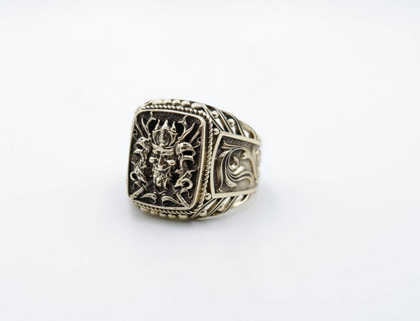 Japanese Samurai Warrior Ring Oni Gothic Brass Jewelry Br-527