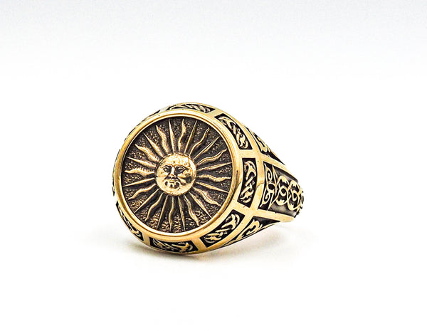 Sun Ring Sunset Celtic Ornament Talisman Boho Men's Women Fashion Brass Jewelry Size 6-15 BR-120