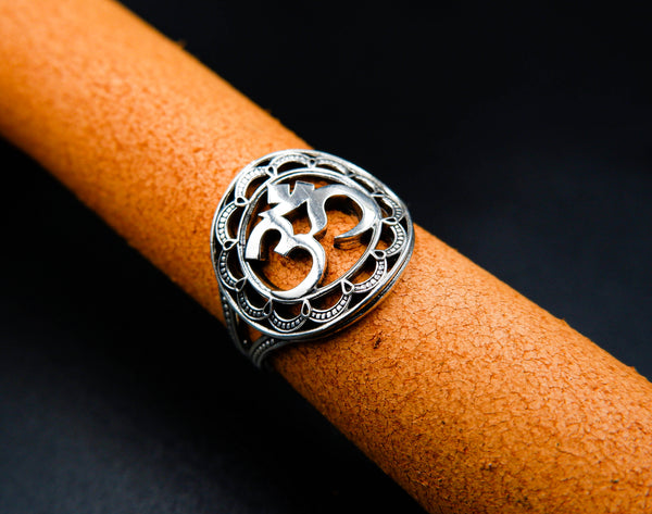 Aum or Ohm Ring Om Yoga Jewelry 925 Sterling Silver Size 6-15